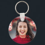 Modern Photo Memorial Keepsakes in Loving Memory Keychain<br><div class="desc">Red Modern Photo Memorial Keepsakes in Loving Memory keychain</div>