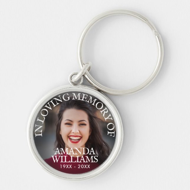 Modern Photo Memorial Keepsakes in Loving Memory Keychain (Front)