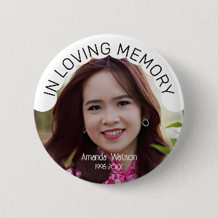 Modern Photo Memorial Tribute Funeral Button