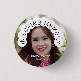 Modern Photo Memorial Tribute Funeral Button