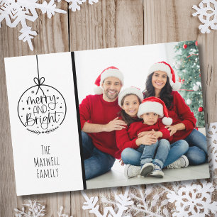 Modern Photo Merry Bright Christmas Holiday Card