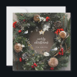 Modern Photo Merry Christmas Door Wreath Holiday Card<br><div class="desc">This is a modern take on an old classic Christmas Holiday Door Wreath transformed into Square Holiday Card for you to send to your family,  friends or can also be used as a corporate card.</div>