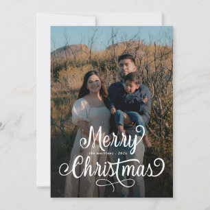 Modern photo Merry Christmas elegant script   Holi Holiday Card