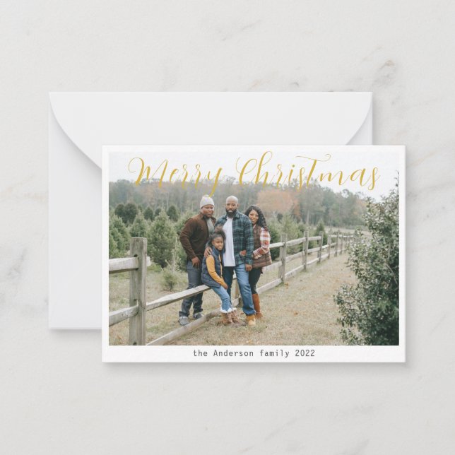 Modern Photo Merry Christmas Greetings Budget  Note Card (Front)