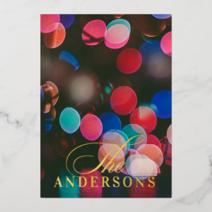 Modern Photo Merry Father Christmas Gradient Foil Holiday Card