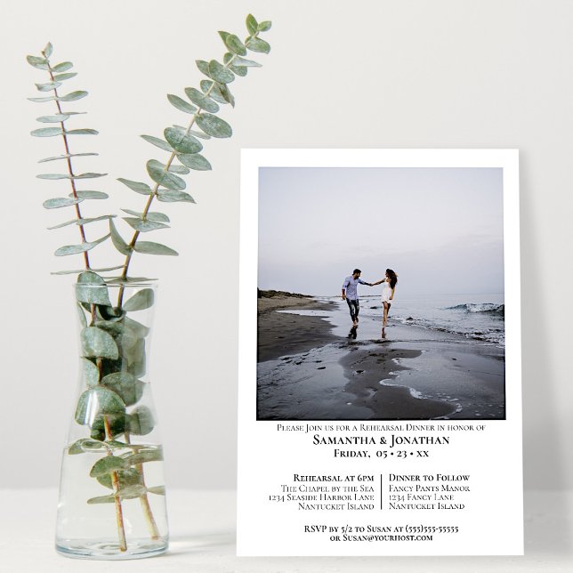 Modern Photo Minimal Wedding Rehearsal & Dinner Invitation (Creator Uploaded)