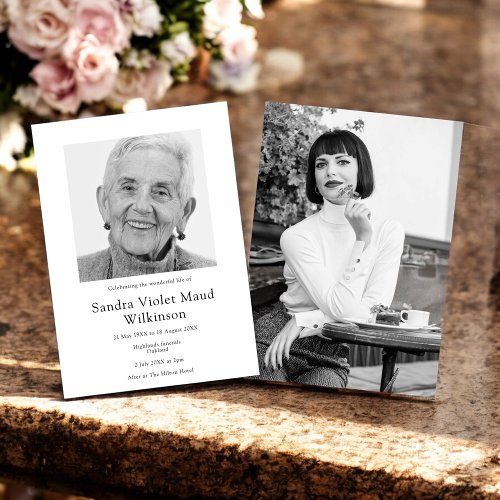 Modern photo minimalist celebration of life  invitation