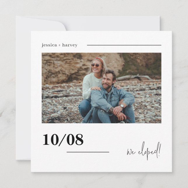 Modern Photo Minimalist Elopement Announcement (Front)