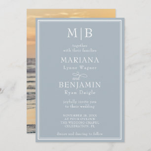 Modern Photo Minimalist Light Gray Wedding Invitation
