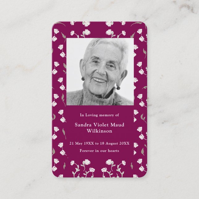 Modern photo minimalist memorial prayer card  (Front)