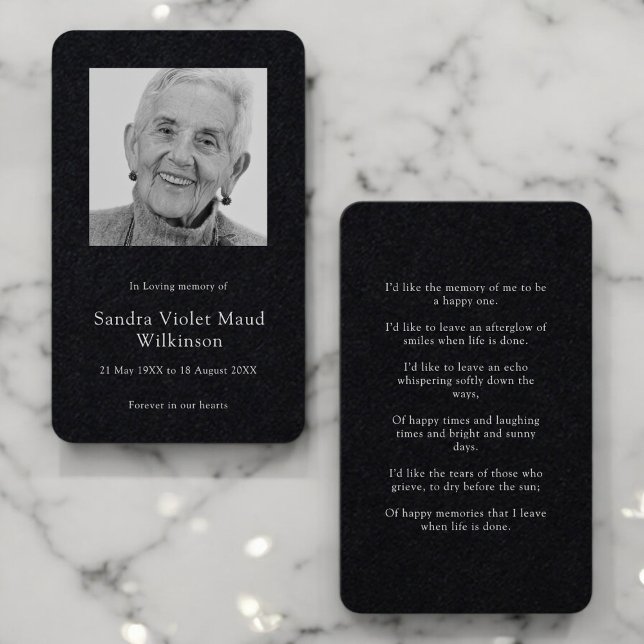Modern photo minimalist memorial prayer card  (Creator Uploaded)