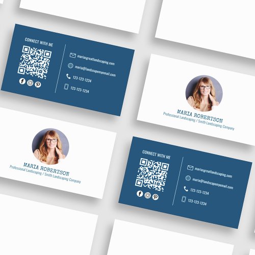 Modern Photo Minimalist QR Code Social Media Business Card