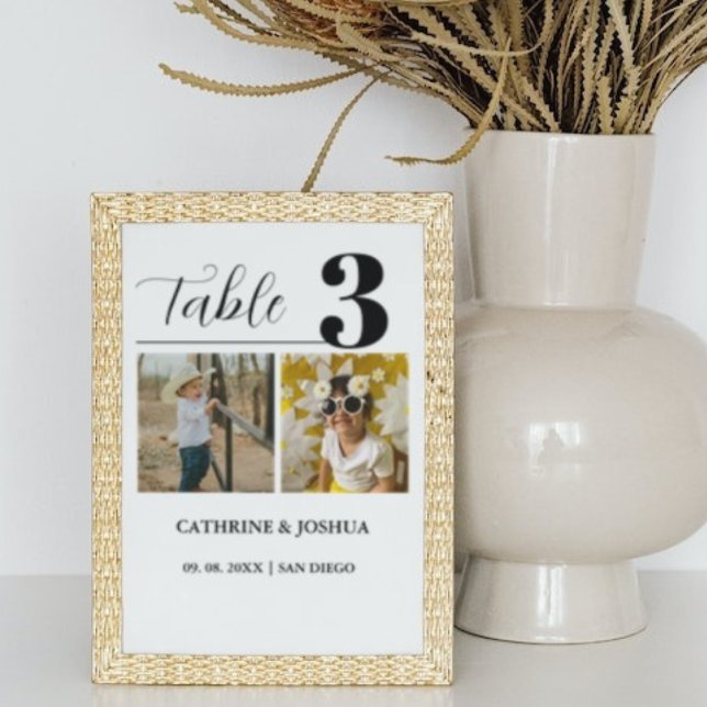 Modern Photo minimalist  Wedding decor Table Number (Creator Uploaded)