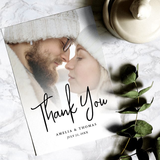 Modern Photo Minimalist Wedding Thank You Card (Leave a lasting impression and express your thanks in a truly special and meaningful way.)