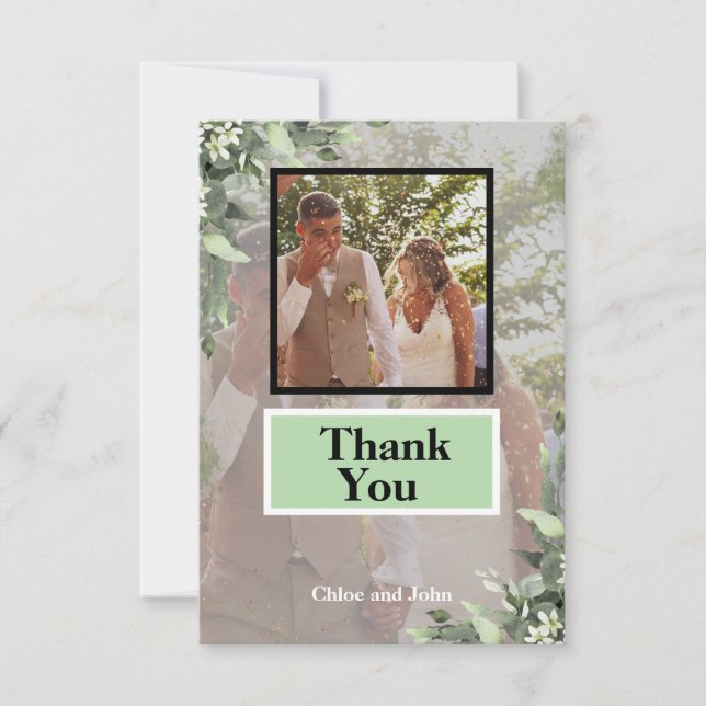 Modern Photo Mint Green  Thank You Card (Front)