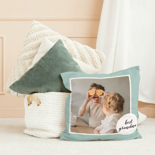 Modern Photo Mint Lovely Grandma Gift Throw Pillow