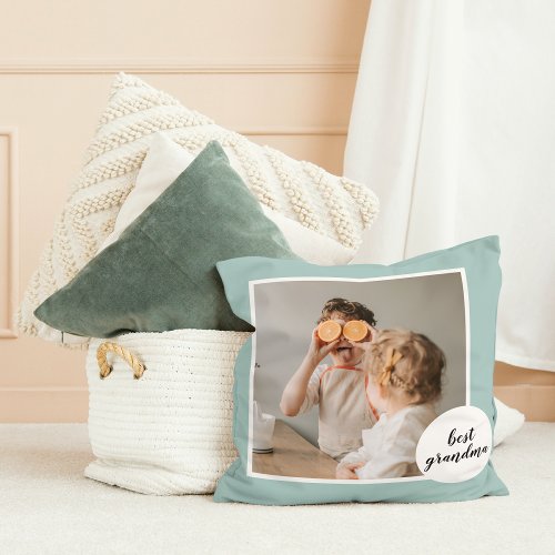 Modern Photo Mint Lovely Grandma Gift  Throw Pillow