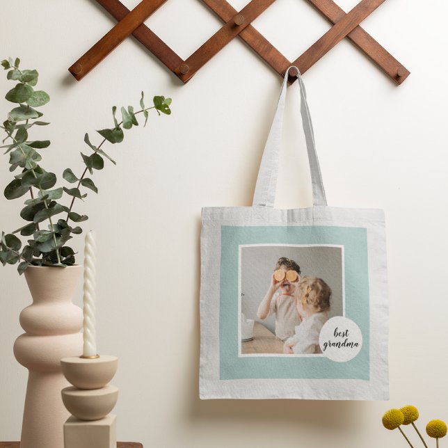 Modern Photo Mint Lovely Grandma Gift  Tote Bag (Creator Uploaded)