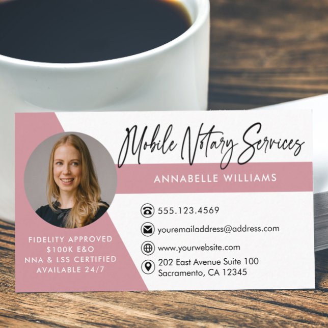 Modern Photo Mobile Notary Services Business Card (Creator Uploaded)