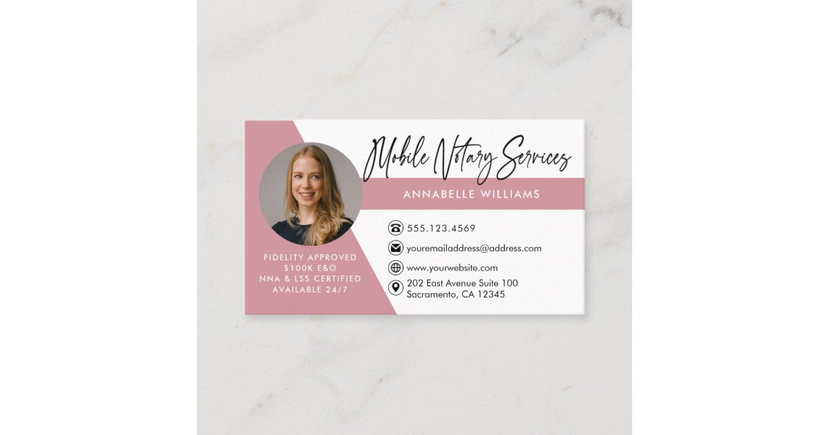 Modern Photo Mobile Notary Services Business Card | Zazzle