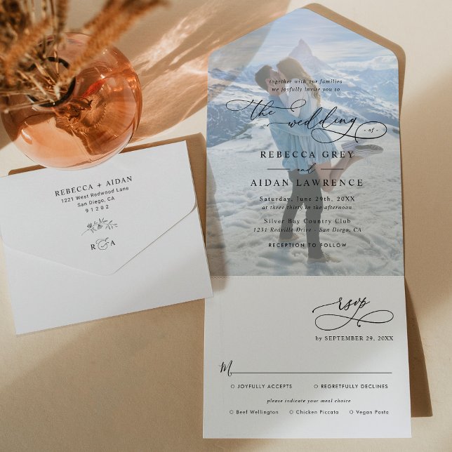 Modern Photo Monogram Wedding All In One Invitation (Creator Uploaded)