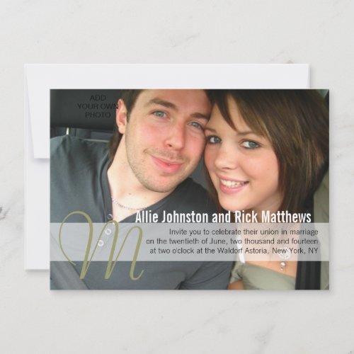 Modern Photo Monogram Wedding Invitations