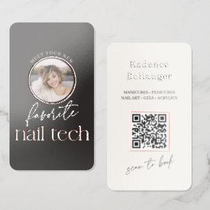 Modern Photo Nail Technician Real Foil Spot Gloss Business Cards