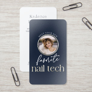 Modern Photo Nail Technician Real Foil Spot Gloss Business Cards