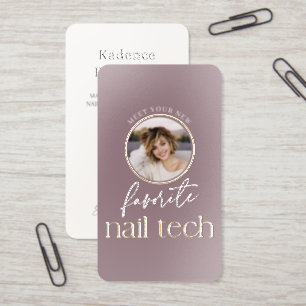 Modern Photo Nail Technician Real Foil Spot Gloss Business Cards