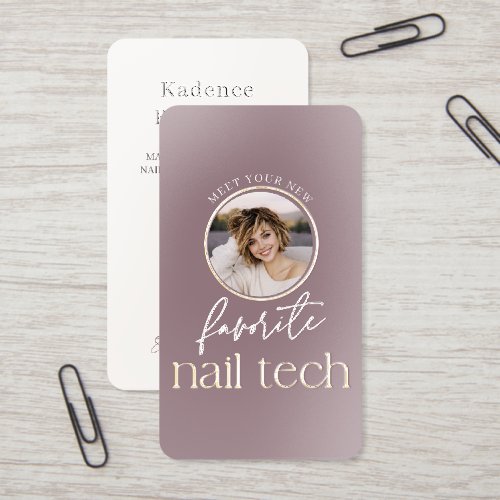 Modern Photo Nail Technician Real Foil Spot Gloss Business Cards