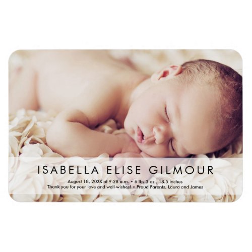 Modern Photo Name Birth Stat Newborn baby Girl Magnet