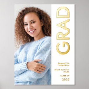 Modern Photo Name Class of Graduation Real Foil Prints