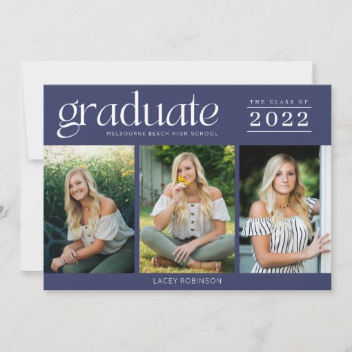 Modern Photo Navy Blue High School Graduation | Zazzle