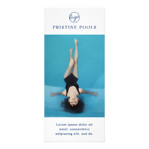 Modern Photo Navy Blue Watercolor Pool Service Rack Card