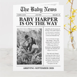 Modern Photo Newspaper Baby Shower Card