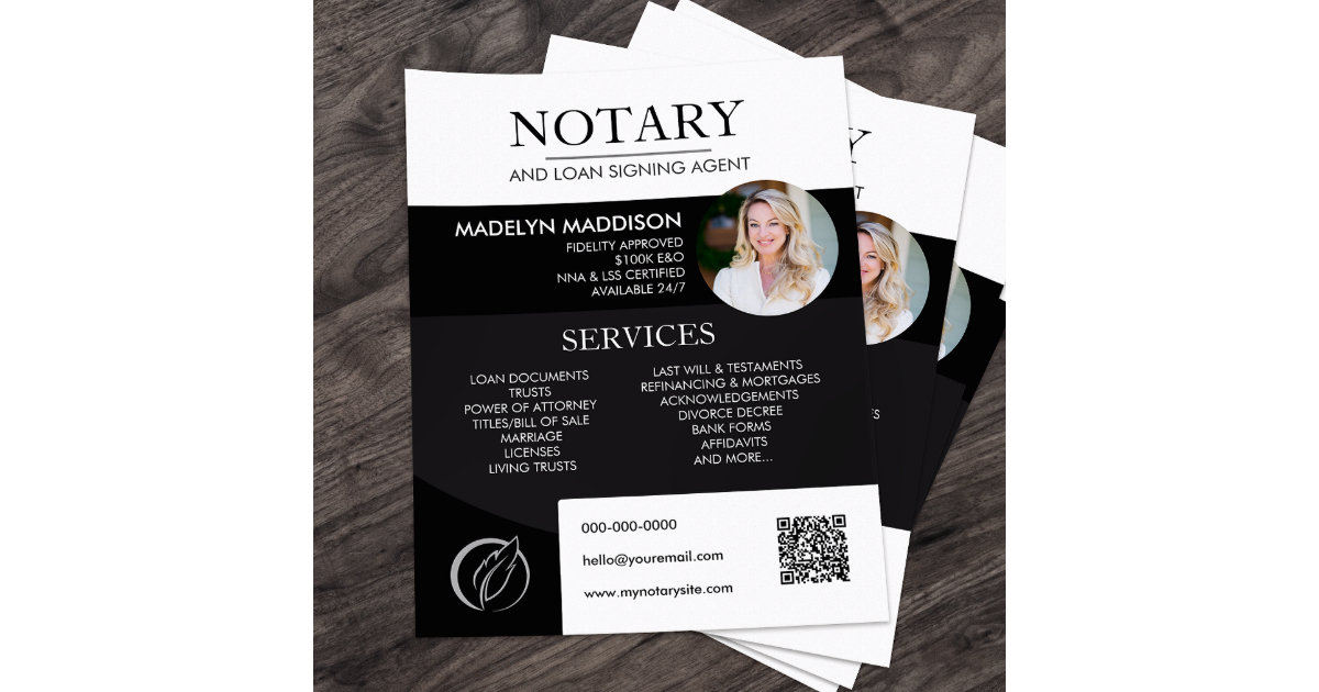 Modern Photo Notary & Loan Signing Agent Flyer | Zazzle