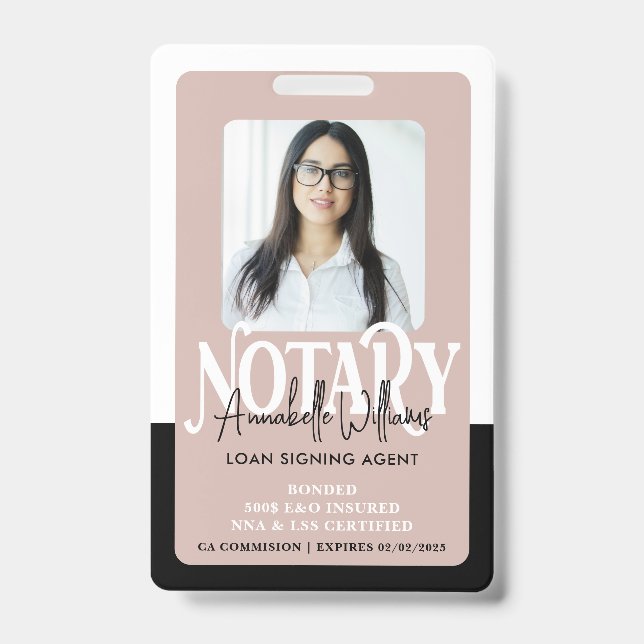 Modern Photo Notary Public Badge (Front)