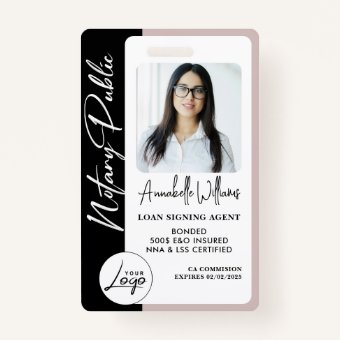 Modern Photo Notary Public Badge | Zazzle