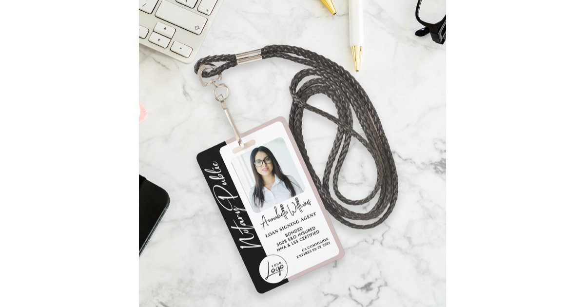 Modern Photo Notary Public Badge | Zazzle