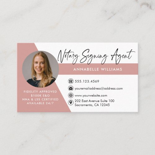 Modern Photo Notary Signing Agent  Business Card