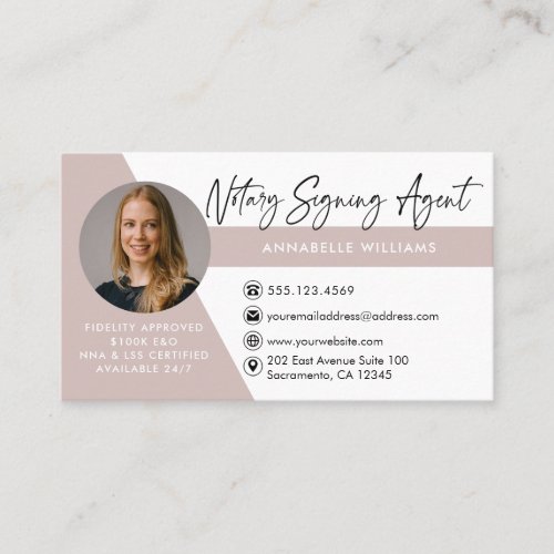 Modern Photo Notary Signing Agent Business Card