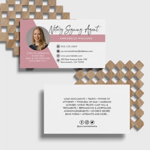 Modern Photo Notary Signing Agent Business Card