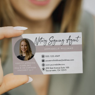 Modern Photo Notary Signing Agent Business Card