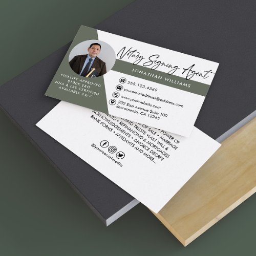 Modern Photo Notary Signing Agent    Business Card