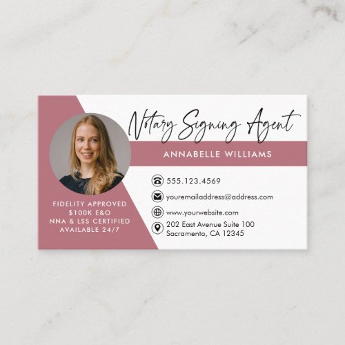 Modern Photo Notary Signing Agent  Business Card