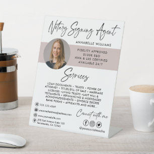 Modern Photo Notary Signing Agent  Pedestal Sign