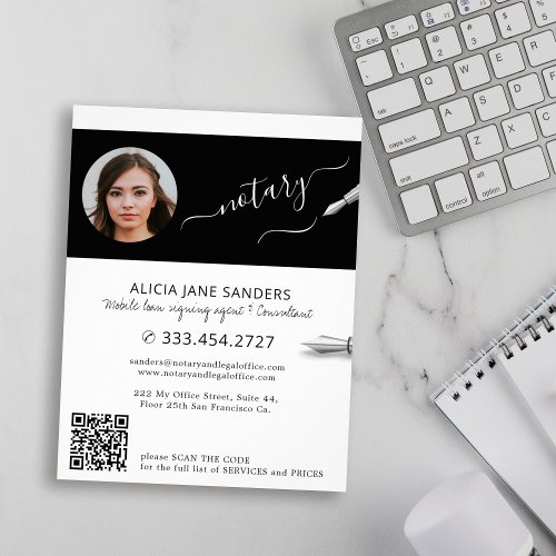 Modern photo notary signing agent QR Flyer