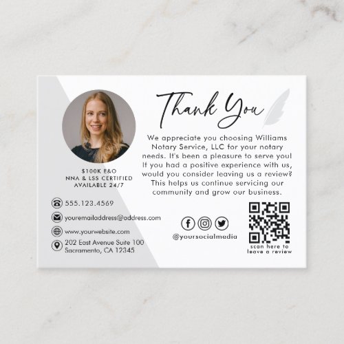 Modern Photo Notary Signing Agent Thank You  Business Card
