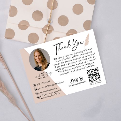 Modern Photo Notary Signing Agent Thank You  Business Card