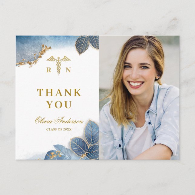 Modern PHOTO Nursing School Graduation Thank You Postcard (Front)
